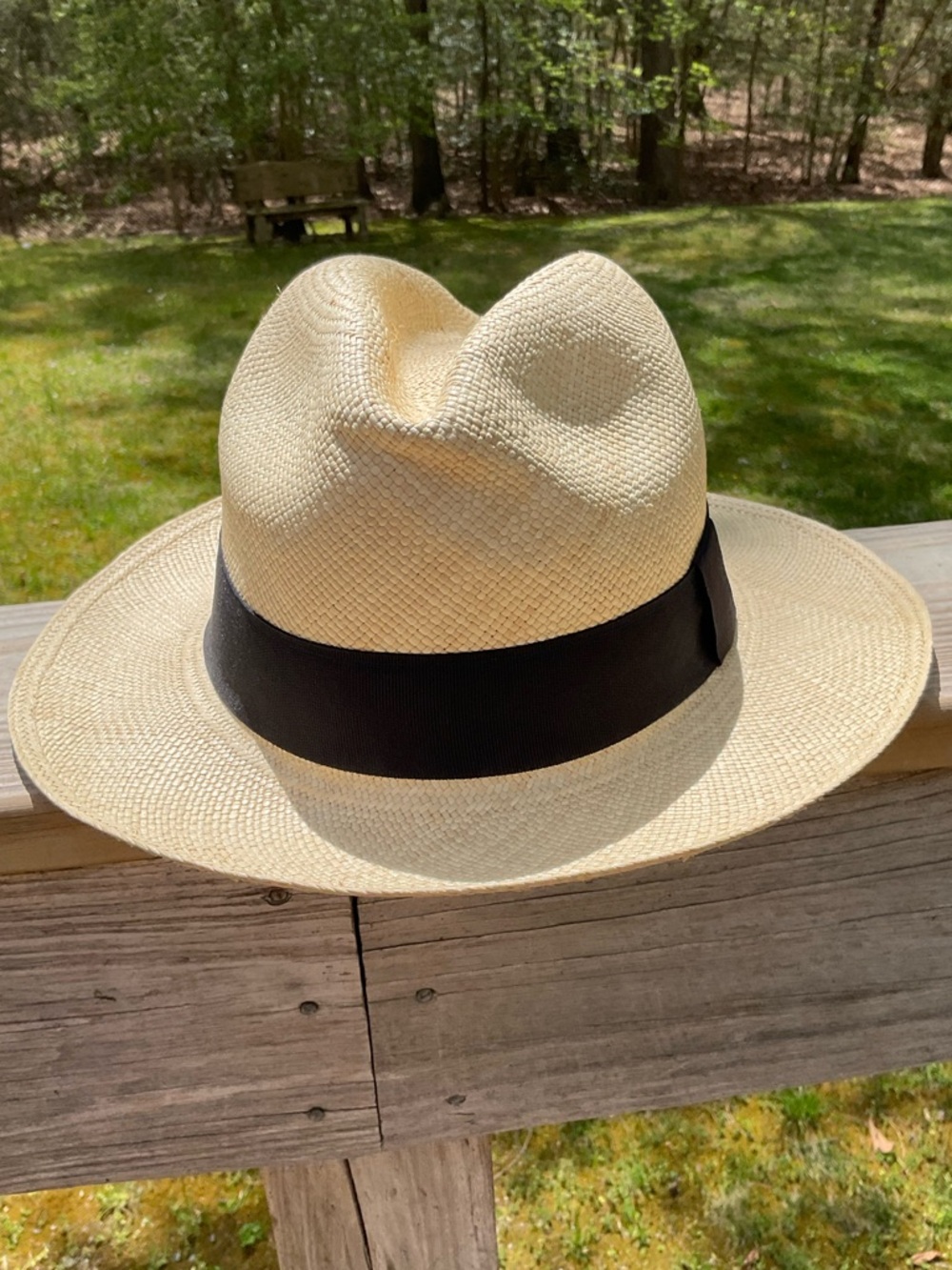 J. Crew Natural Straw Panama Hat small med some discoloration on the Black Band
